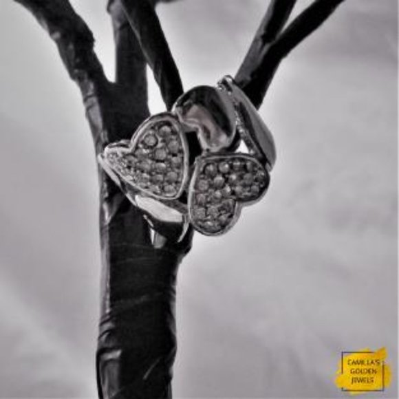 Silver Toned Heart Ring - Picture 1 of 5